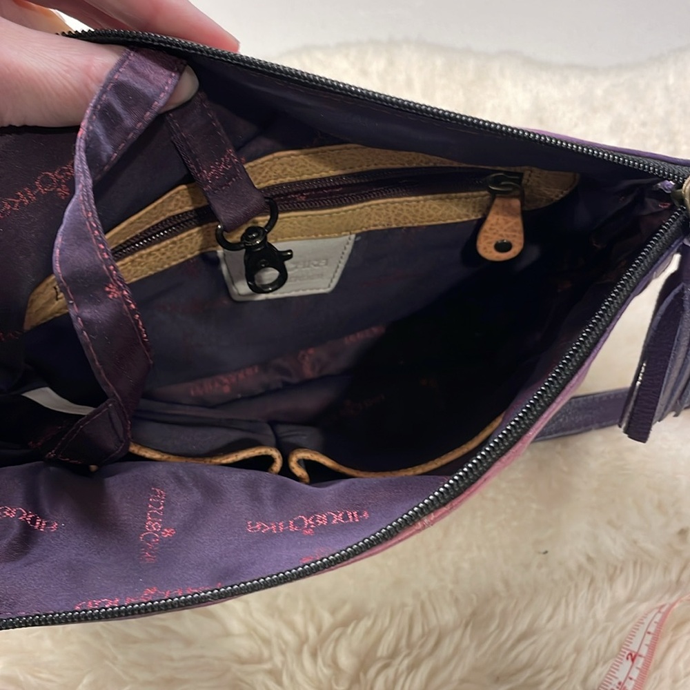 Anuschka Floral Purple Handbag and Wallet Set with bag charm and eyeglass pouch - Picture 6 of 14